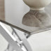 Leonardo Rectangle Brown/Grey Marble Glass & Silver Metal 4 Seat Dining Table