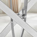 Leonardo Rectangle Brown/Grey Marble Glass & Silver Metal 4 Seat Dining Table