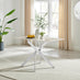 Leonardo Rectangular White Marble Glass and Silver Metal 4 Seater Dining Table