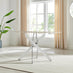 Leonardo Rectangular White Marble Glass and Silver Metal 4 Seater Dining Table
