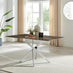 Leonardo Rectangle Brown/Grey Marble Glass & Silver Metal 6 Seat Dining Table
