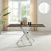 Leonardo Rectangle Brown/Grey Marble Glass & Silver Metal 6 Seat Dining Table