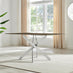 Leonardo Rectangle Brown/Grey Marble Glass & Silver Metal 6 Seat Dining Table