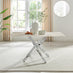Leonardo Rectangular White Marble Glass and Silver Metal 6 Seater Dining Table