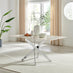 Leonardo Rectangular White Marble Glass and Silver Metal 6 Seater Dining Table