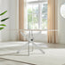 Leonardo Rectangular White Marble Glass and Silver Metal 6 Seater Dining Table