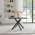 Leonardo Black Top Dining Table & 4 Beaumont Grey Fabric Chairs