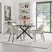 Leonardo Black Top Dining Table & 4 Beaumont Cream Fabric Chairs