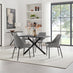 Leonardo Black Top Dining Table & 4 Beaumont Grey Fabric Chairs