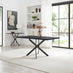 Leonardo Black Top Dining Table & 6 Beaumont Cream Fabric Chairs