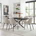 Leonardo Black Top Dining Table & 6 Beaumont Cream Fabric Chairs
