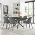 Leonardo Black Top Dining Table & 6 Beaumont Grey Fabric Chairs