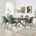 Leonardo Oak Effect Dining Table & 6 Beaumont Green Fabric Chairs