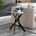 Leonardo Square Glass and Black Side Table