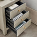 Lexi Large Slimline Taupe 3 Drawer Mirrored Bedside Table