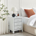 Lexi 3 Drawer White Mirrored Bedside Table