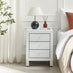 Lexi 3 Drawer White Mirrored Bedside Table