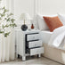 Lexi 3 Drawer White Mirrored Bedside Table