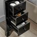 Lexi 3 Drawer Black Slim Mirrored Bedside Table