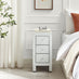 Lexi 3 Drawer White Slim Mirrored Bedside Table