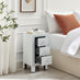 Lexi 3 Drawer White Slim Mirrored Bedside Table