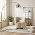 Liode Cream Fabric Round Swivel Accent Chair