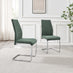2x Lorenzo Green Fabric Dining Chairs Silver Legs