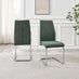2x Lorenzo Green Fabric Dining Chairs Silver Legs
