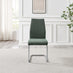 Enna White Glass Extending Dining Table with 6 Green Fabric Lorenzo Chairs