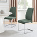 2x Lorenzo Green Fabric Dining Chairs Silver Legs