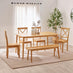 Lynton Large Oak Effect Wooden Dining Table with 4 Millford Chairs & Bench