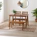 Lynton Small Walnut Effect Wooden Dining Table with 2 Chairs & Bench