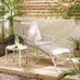 Lyon Cream Metal Garden Chair with Footstool & Side Table