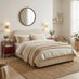 Mabel Cream Fabric Ottoman Double Bed Frame