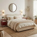 Mabel Cream Fabric Ottoman Double Bed Frame
