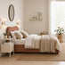Mabel Orange Fabric Ottoman Double Bed Frame