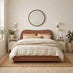 Mabel Orange Fabric Ottoman King Size Bed Frame