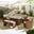 Marbella Beige Rattan 9 Seat Sofa Garden Dining Set with Firepit Table