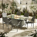 Marbella 6 Seat Grey Rattan Firepit Table Garden Dining Set