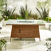 Marbella Beige Rattan 6 Seat Garden Dining Table with Firepit