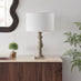 Maurice Grey Turned Wood Style Table Lamp