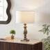 Maurice Grey Turned Wood Style Table Lamp