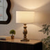 Maurice Grey Turned Wood Style Table Lamp