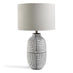 Maze Grey & Black Patterned Ceramic Round Table Lamp