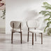 2x Mirelle Grey / Beige Fabric Dining Chairs Bronze Legs