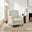 Maisette Cream Check Fabric Wingback Accent Armchair