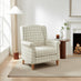Maisette Cream Check Fabric Wingback Accent Armchair