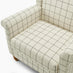 Maisette Cream Check Fabric Wingback Accent Armchair