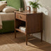 Matterhorn 1 Drawer Square Walnut Wood Bedside Table