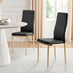 4x Milan Black Hatched Faux Leather Dining Chairs Gold Legs